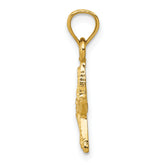 14K Gold Starfish Pendant with Polished Diamond-Cut Finish